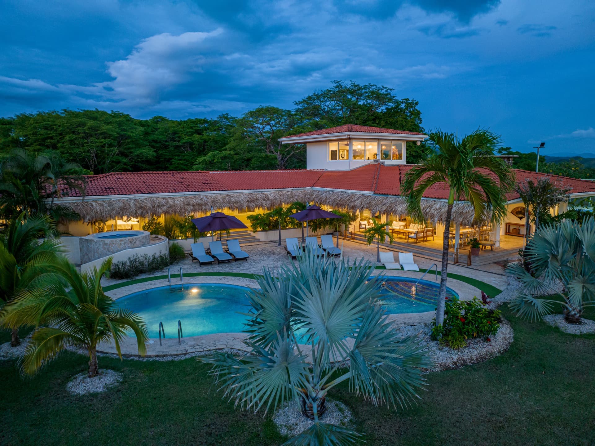Aerial view of Casa Colinas and surrounding nature