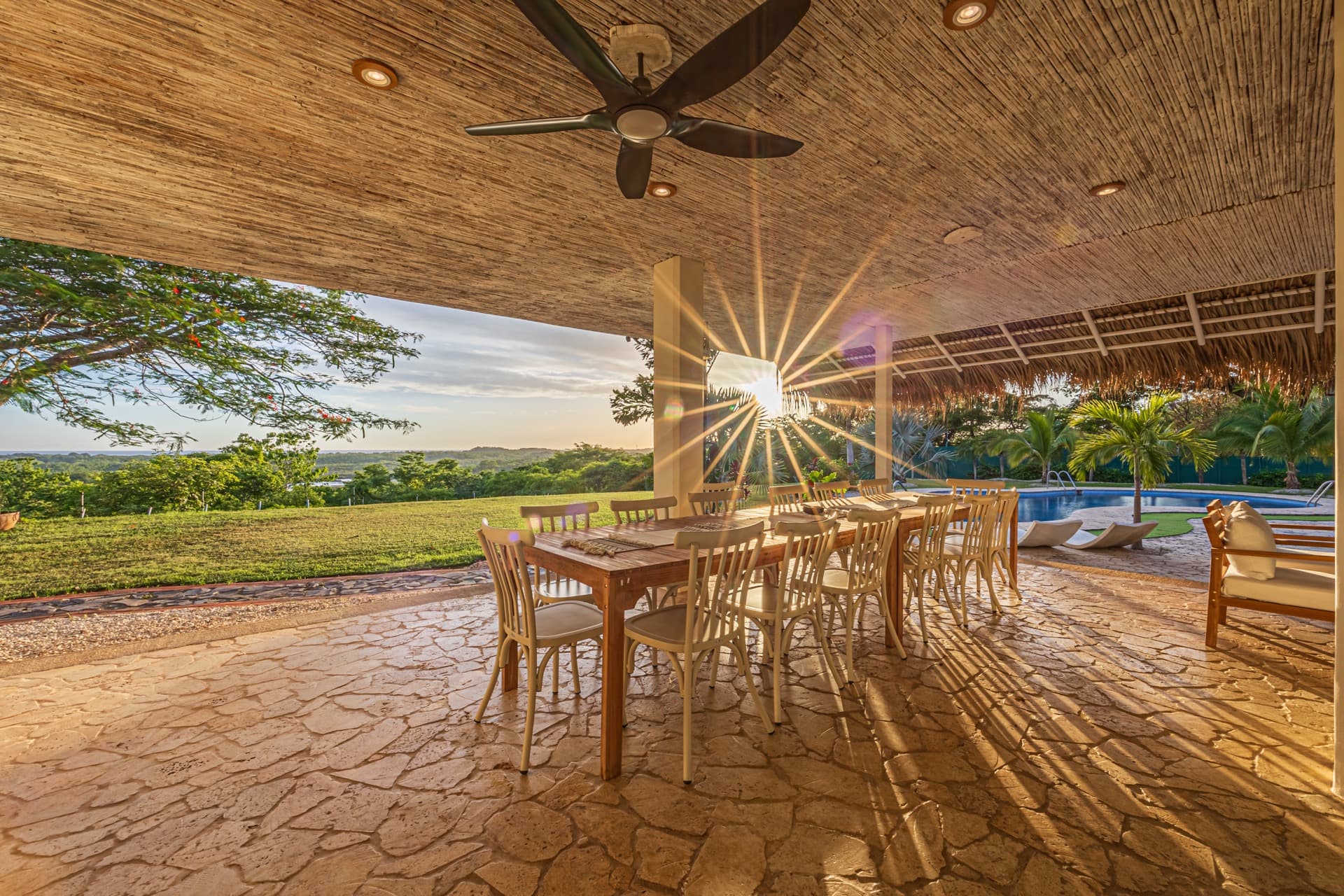 Sunset dining terrace at Casa Colinas
