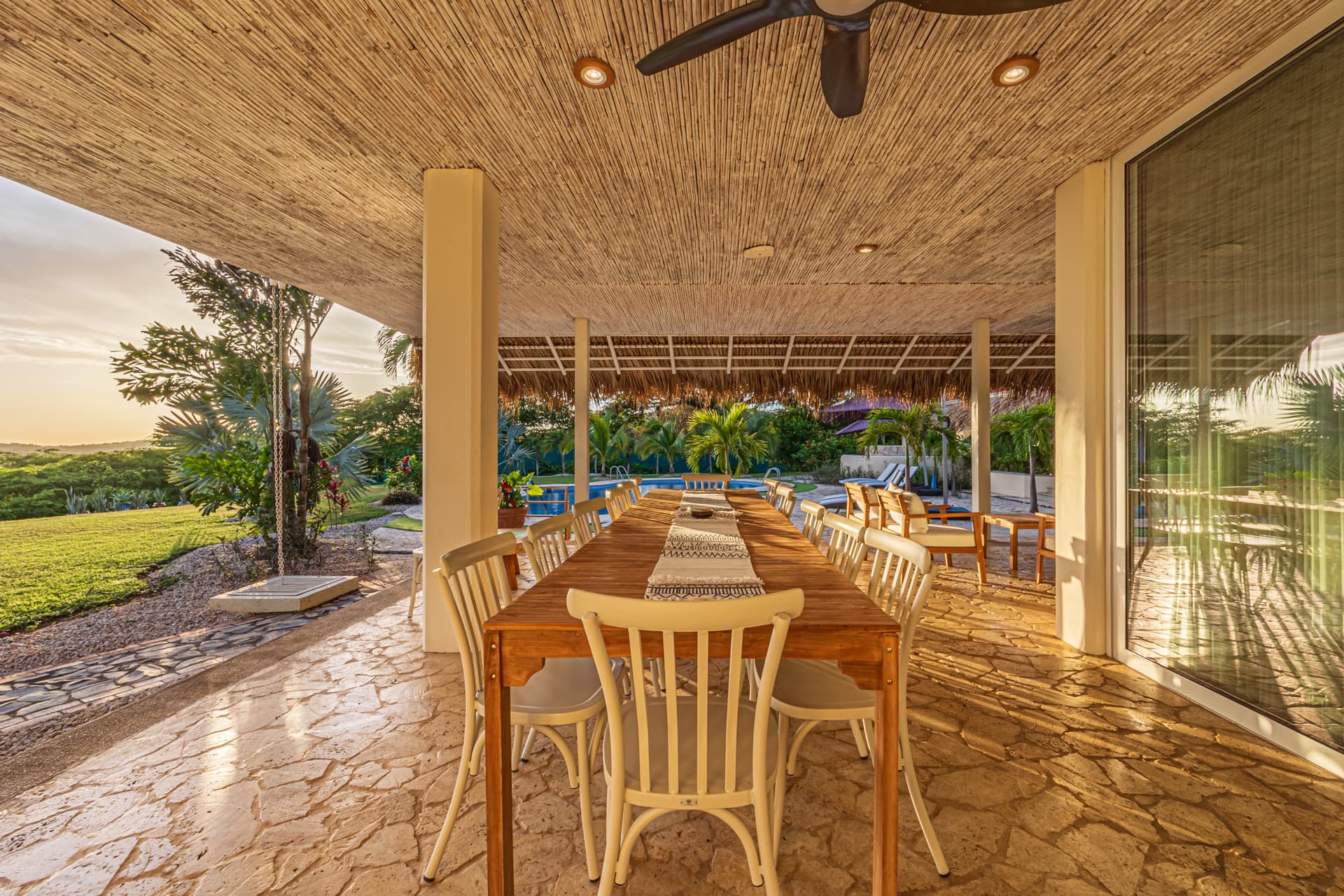 Covered terrace seating area